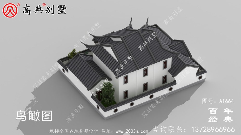 中式兩層蘇式園林別墅設(shè)計(jì)圖紙和效果圖_農(nóng)村兩層別墅設(shè)計(jì)