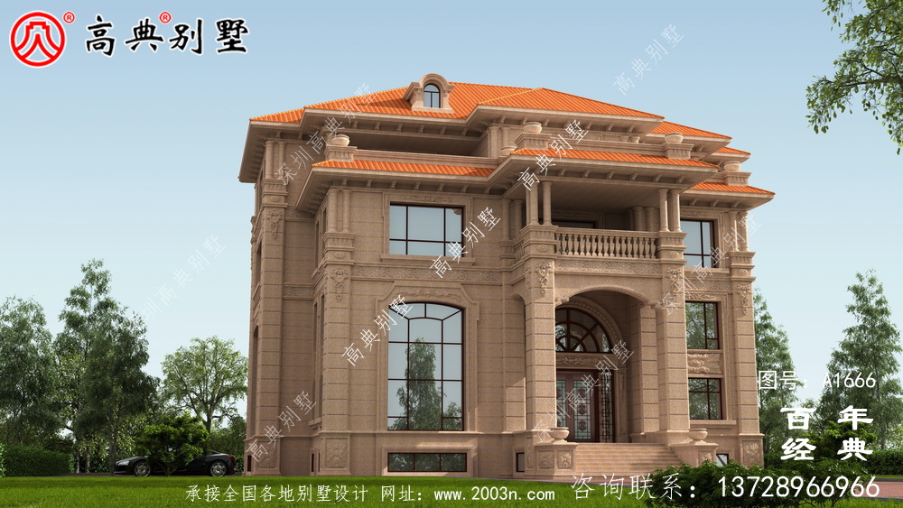經典復式四層歐式別墅設計圖紙與外觀效果圖_農村四層別墅設計