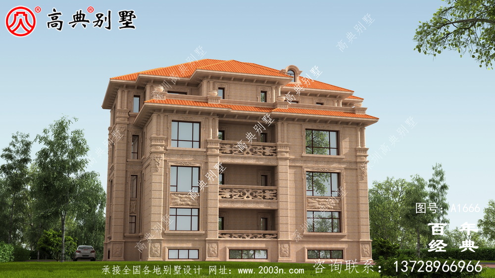經典復式四層歐式別墅設計圖紙與外觀效果圖_農村四層別墅設計