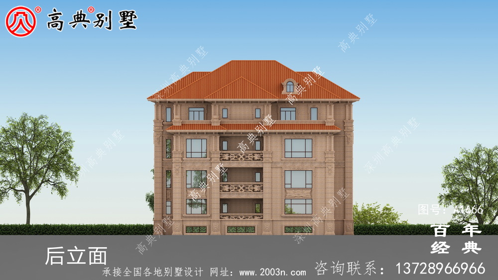經典復式四層歐式別墅設計圖紙與外觀效果圖_農村四層別墅設計