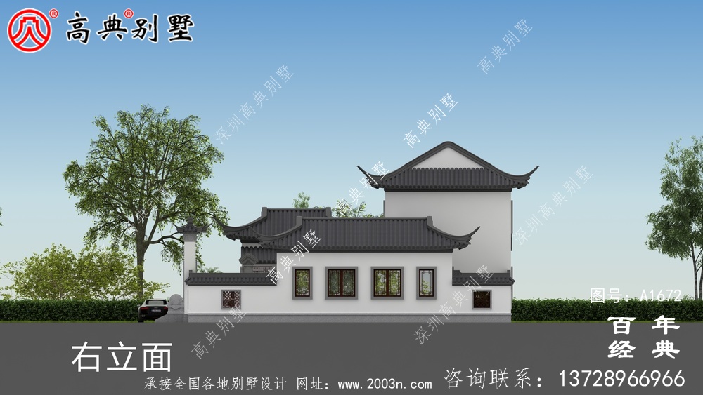 新中式豪華兩層農村別墅設計圖紙與外觀效果圖_農村四層別墅設計