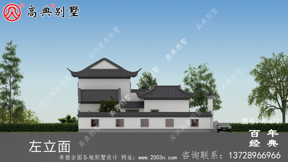 新中式豪華兩層農村別墅設計圖紙與外觀效果圖_農村四層別墅設計