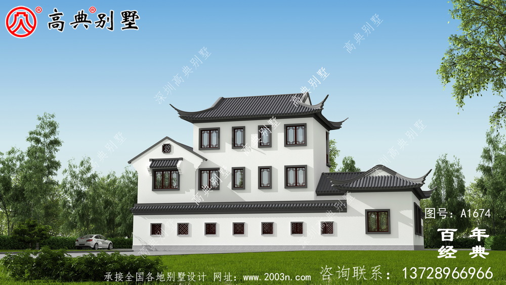 新中式三層蘇式園林別墅設(shè)計(jì)圖紙及效果圖_農(nóng)村三層別墅設(shè)計(jì)