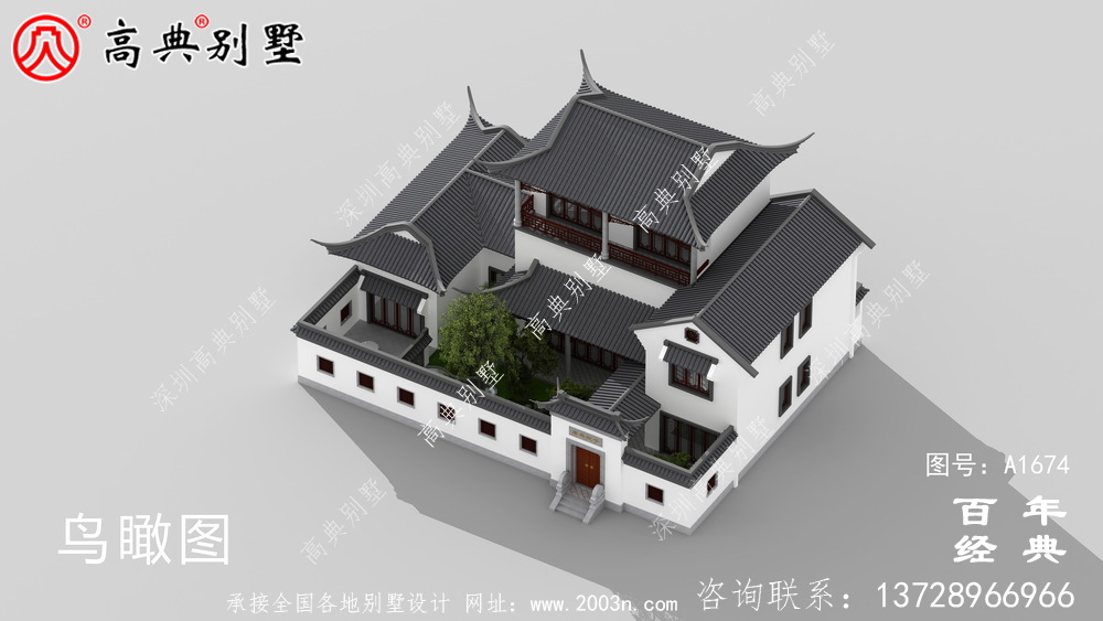新中式三層蘇式園林別墅設(shè)計(jì)圖紙及效果圖_農(nóng)村三層別墅設(shè)計(jì)