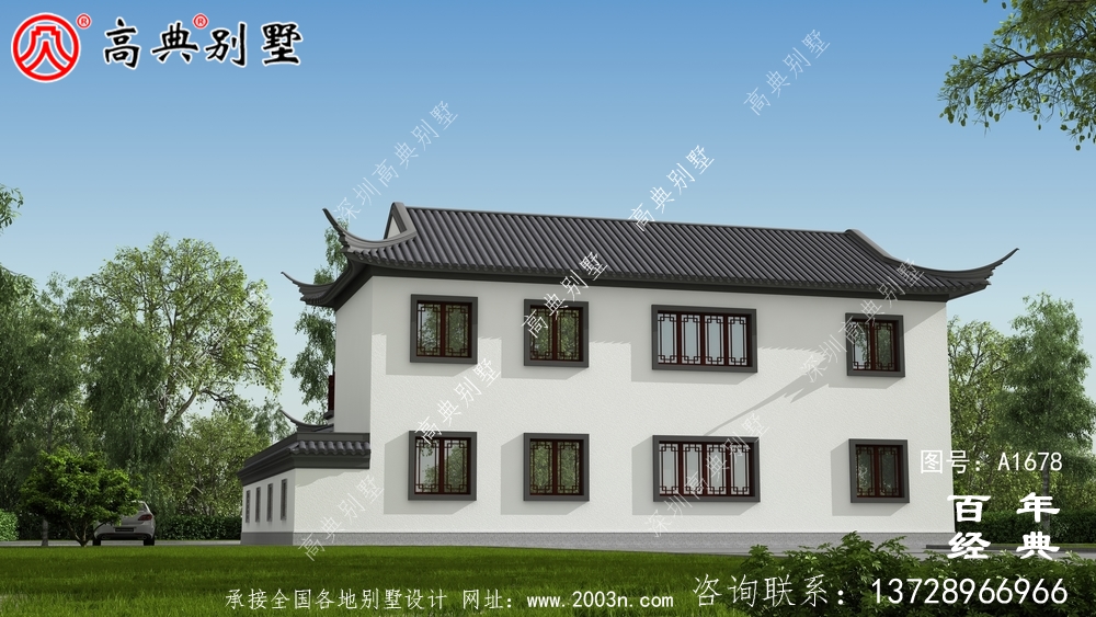 新中式兩層帶庭院蘇式別墅設(shè)計(jì)圖_農(nóng)村三層別墅設(shè)計(jì)