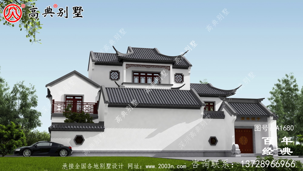 鄉(xiāng)村三層新中式別墅效果圖_農(nóng)村三層別墅設(shè)計