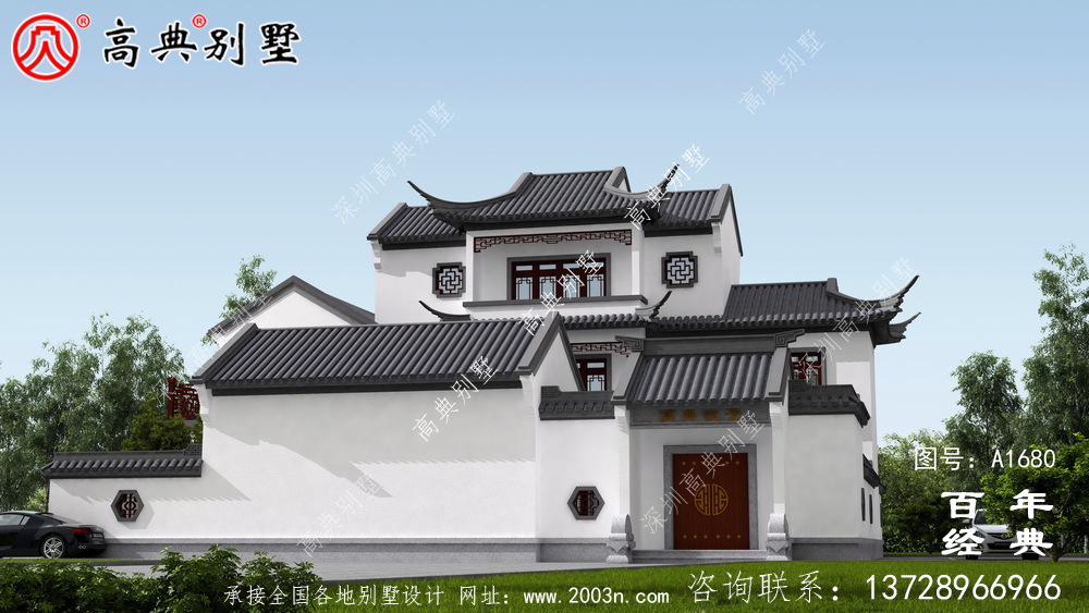 鄉(xiāng)村三層新中式別墅效果圖_農(nóng)村三層別墅設(shè)計