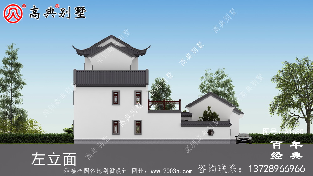 鄉(xiāng)村三層新中式別墅效果圖_農(nóng)村三層別墅設(shè)計