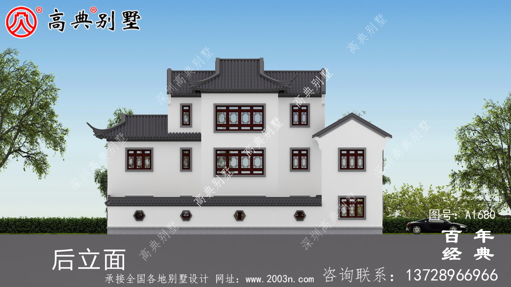 鄉(xiāng)村三層新中式別墅效果圖_農(nóng)村三層別墅設(shè)計