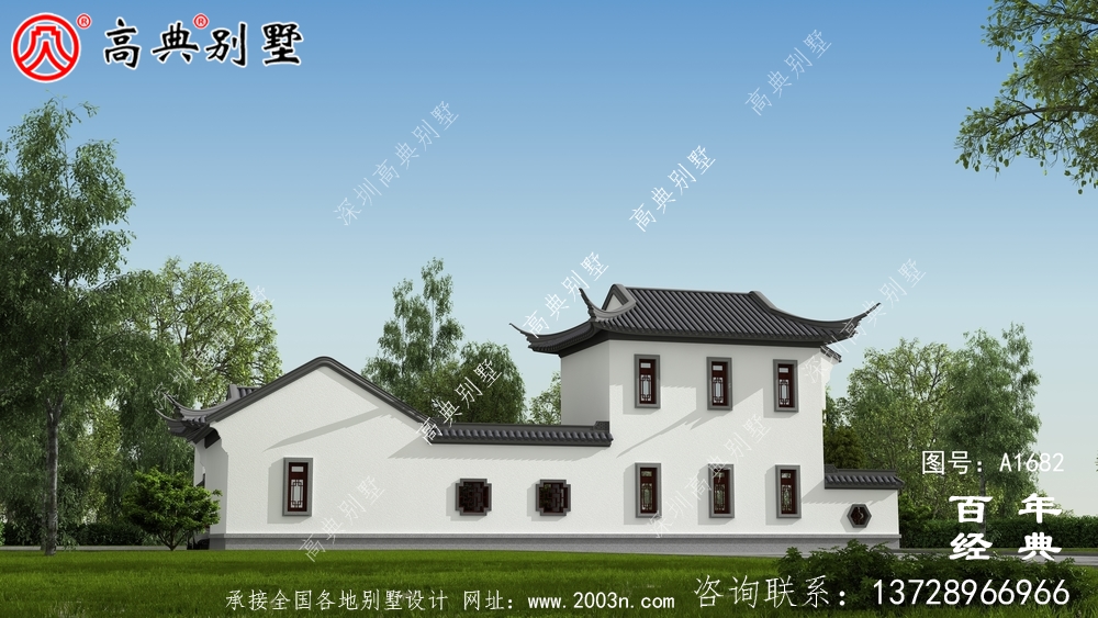 兩層中式院子別墅設(shè)計(jì)圖紙及效果圖_農(nóng)村三層別墅設(shè)計(jì)