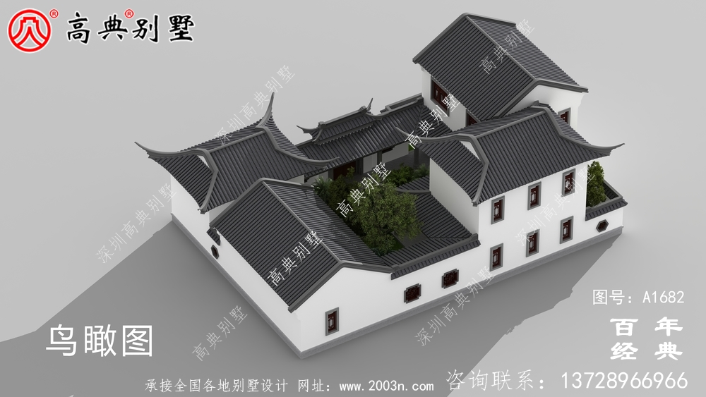 兩層中式院子別墅設(shè)計(jì)圖紙及效果圖_農(nóng)村三層別墅設(shè)計(jì)