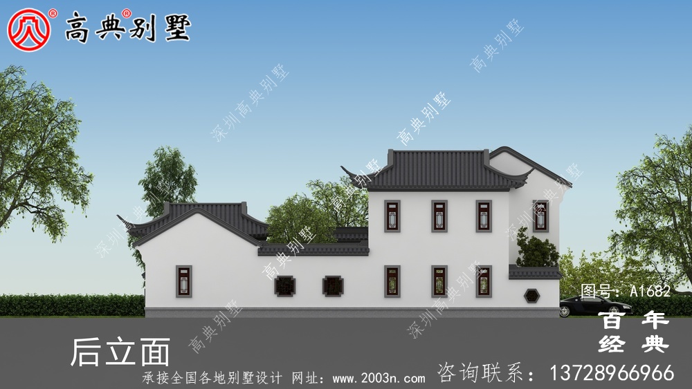兩層中式院子別墅設(shè)計(jì)圖紙及效果圖_農(nóng)村三層別墅設(shè)計(jì)