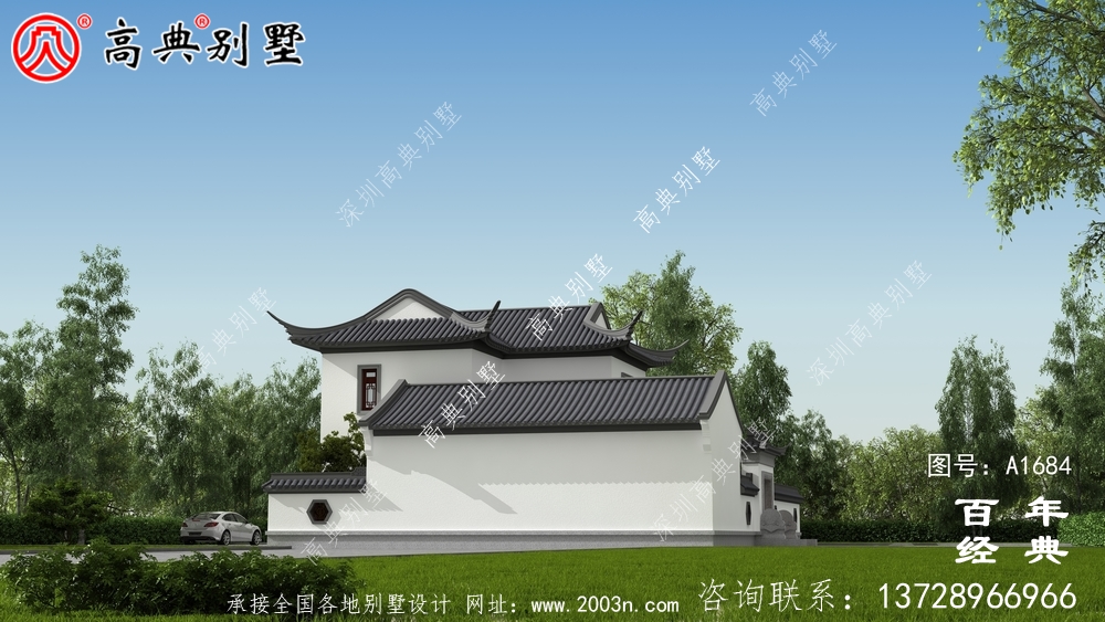 蘇式園林二層中式別墅設計圖紙及效果圖_農村三層別墅設計