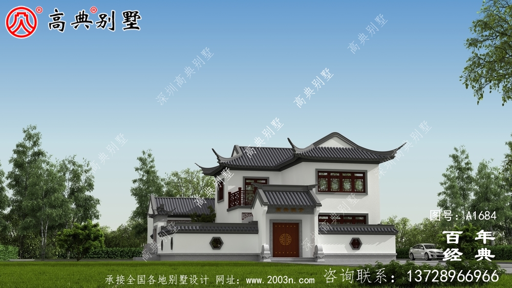 蘇式園林二層中式別墅設計圖紙及效果圖_農村三層別墅設計