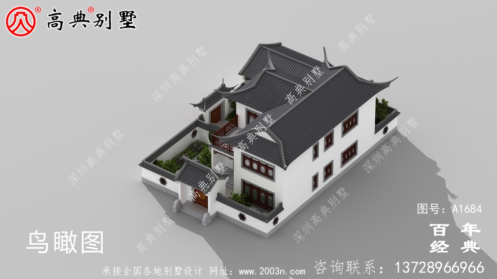 蘇式園林二層中式別墅設計圖紙及效果圖_農村三層別墅設計