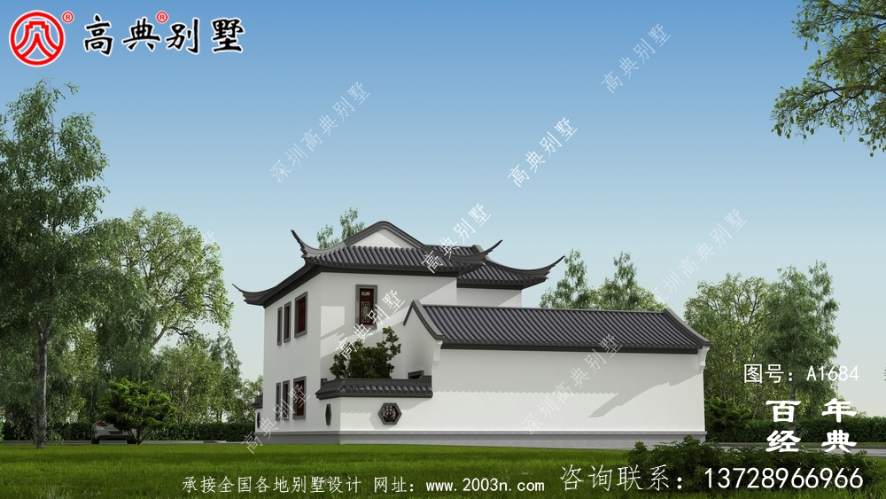 蘇式園林二層中式別墅設計圖紙及效果圖_農村三層別墅設計
