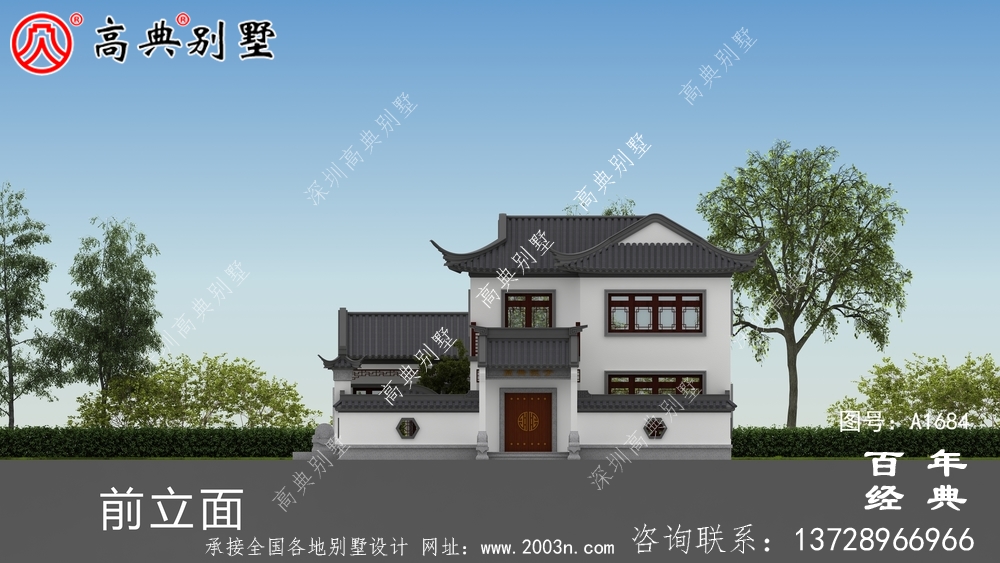 蘇式園林二層中式別墅設計圖紙及效果圖_農村三層別墅設計