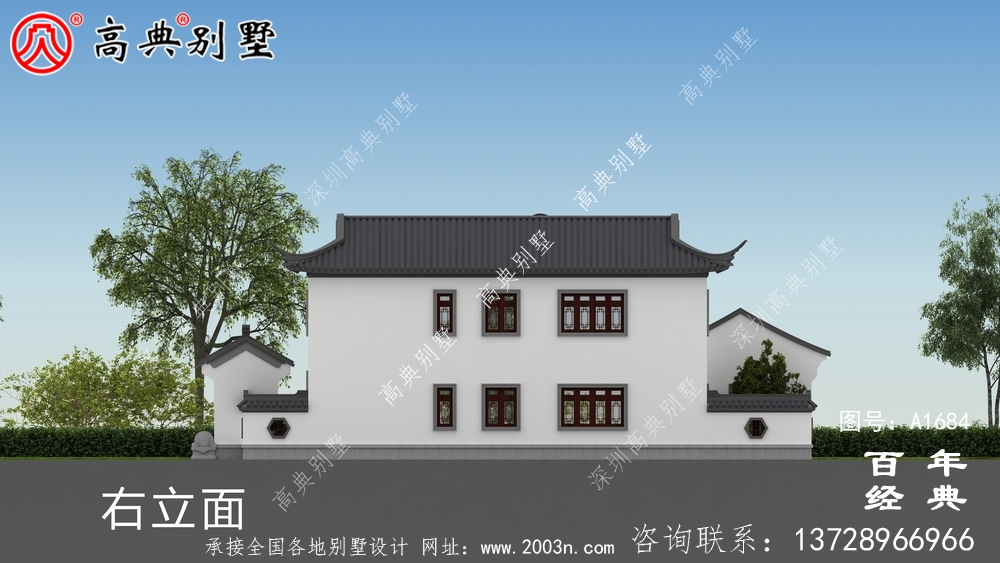 蘇式園林二層中式別墅設計圖紙及效果圖_農村三層別墅設計
