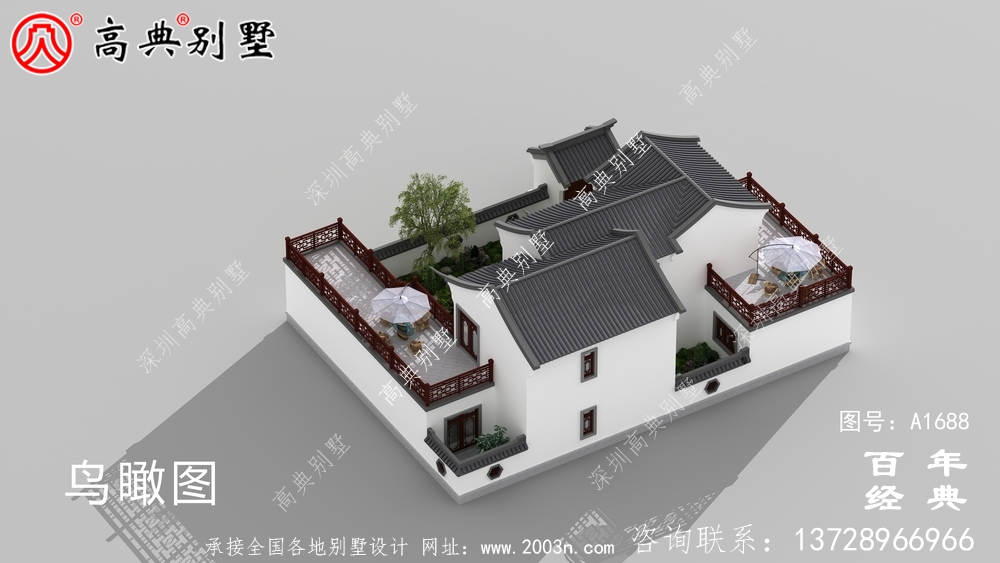 新中式兩層帶庭院農(nóng)村別墅設(shè)計圖紙效果圖_農(nóng)村兩層別墅設(shè)計