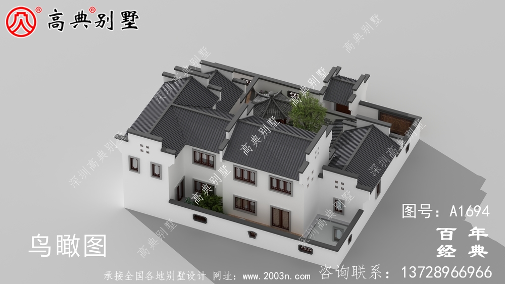 豪華兩層新中式別墅設計圖紙_農村四層別墅設計