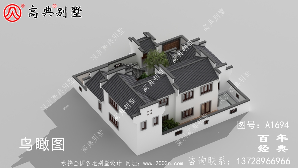 豪華兩層新中式別墅設計圖紙_農村四層別墅設計