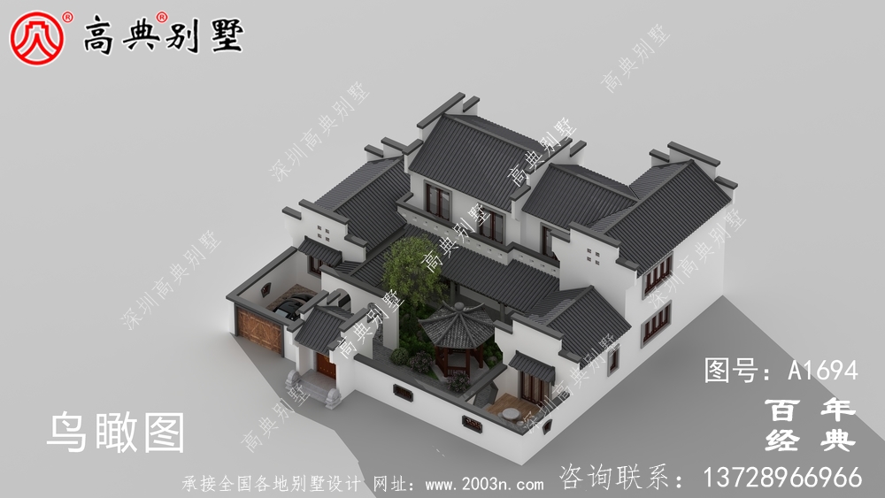 豪華兩層新中式別墅設計圖紙_農村四層別墅設計
