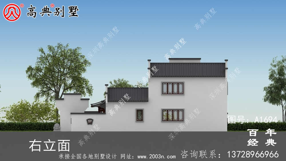 豪華兩層新中式別墅設計圖紙_農村四層別墅設計