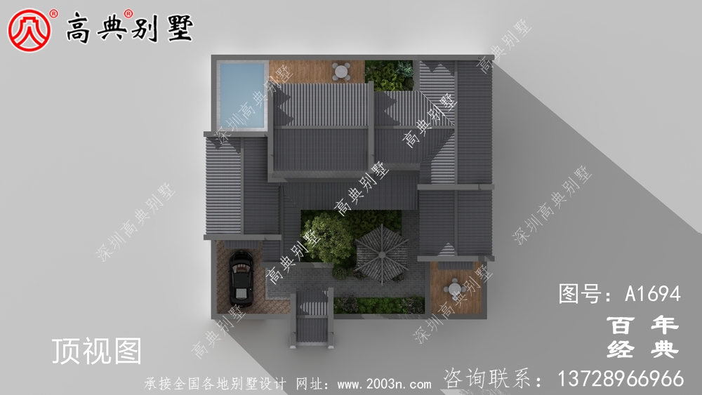 豪華兩層新中式別墅設計圖紙_農村四層別墅設計