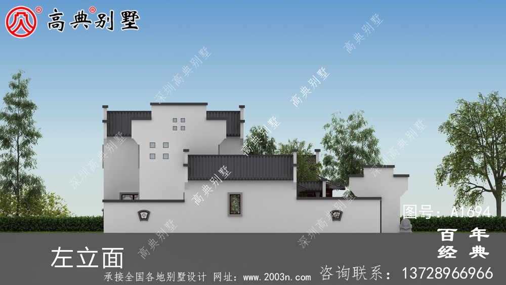 豪華兩層新中式別墅設計圖紙_農村四層別墅設計