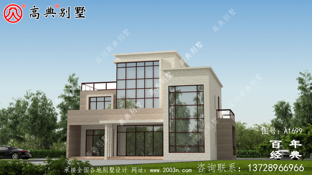 現代風三層別墅外觀效果圖_三層別墅設計