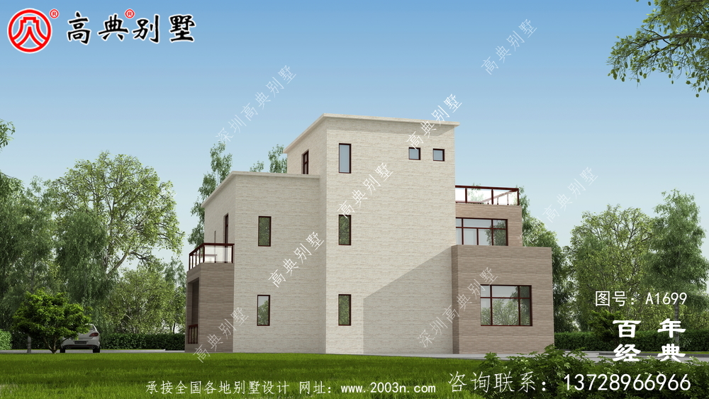 現代風三層別墅外觀效果圖_三層別墅設計