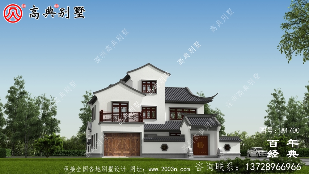 新中式三層別墅外觀設計圖_農村三層別墅設計