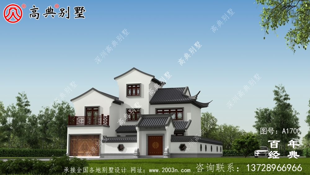 新中式三層別墅外觀設計圖_農村三層別墅設計