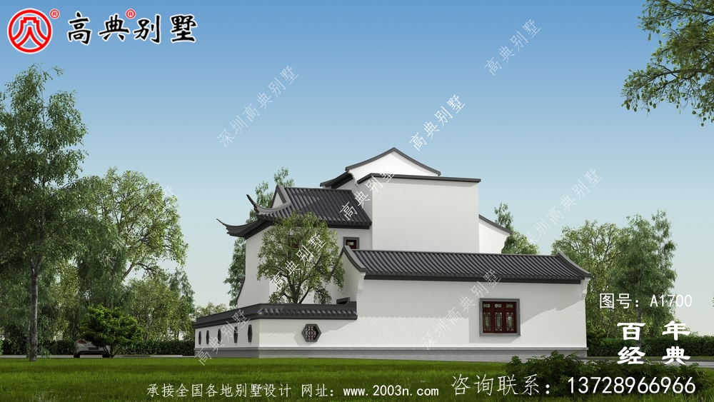 新中式三層別墅外觀設計圖_農村三層別墅設計