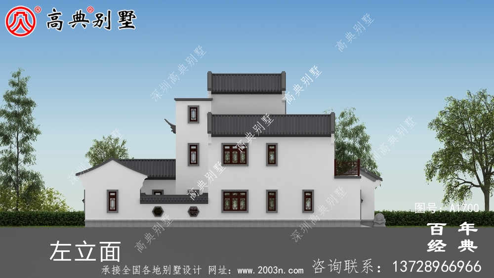 新中式三層別墅外觀設計圖_農村三層別墅設計