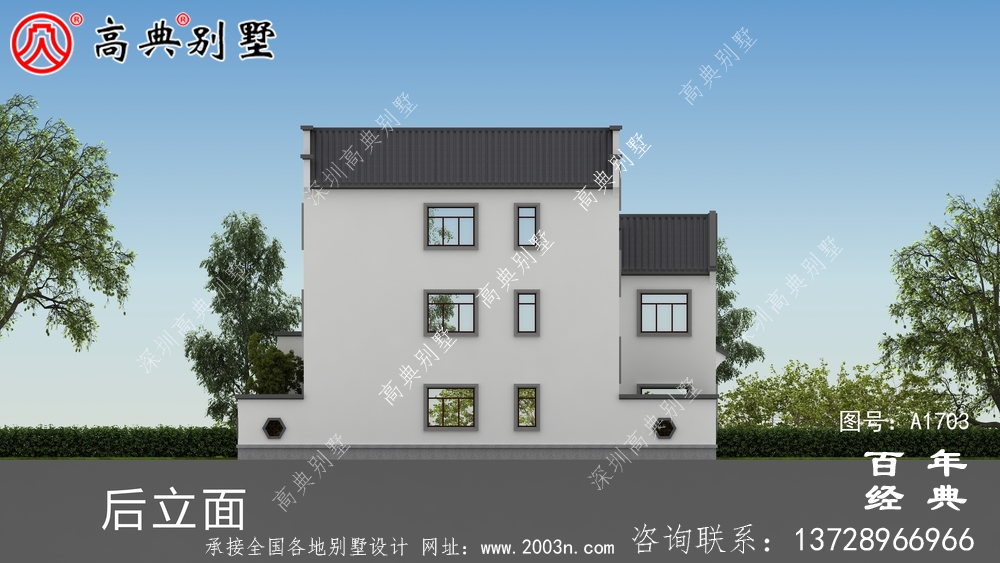 中式三層帶庭院別墅效果圖_農(nóng)村三層別墅設(shè)計(jì)