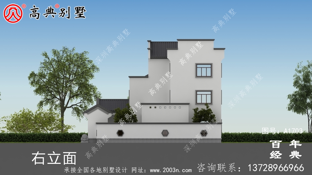 中式三層帶庭院別墅效果圖_農(nóng)村三層別墅設(shè)計(jì)