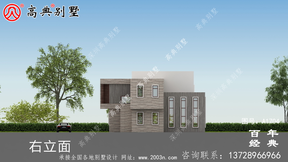 簡約現代風兩層別墅外觀效果圖_農村兩層自建房設計圖