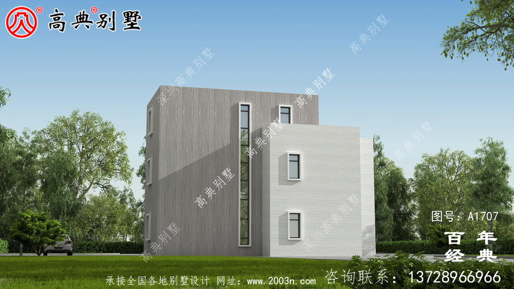 農村三層現代別墅設計圖紙_農村三層別墅設計