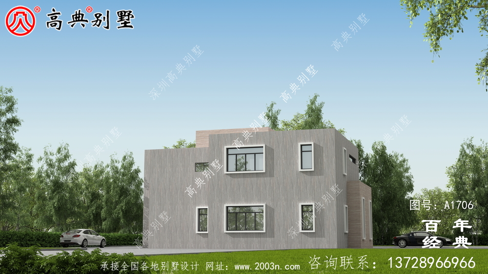 簡約現(xiàn)代兩層別墅外觀設(shè)計圖_農(nóng)村兩層自建房設(shè)計圖