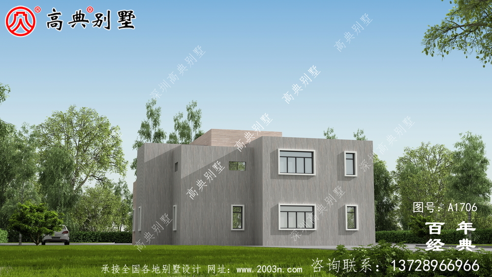 簡約現(xiàn)代兩層別墅外觀設(shè)計圖_農(nóng)村兩層自建房設(shè)計圖