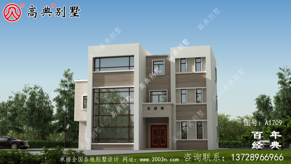 鄉村三層現代風格別墅設計圖_農村三層自建房設計圖