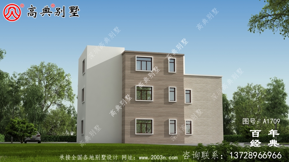 鄉村三層現代風格別墅設計圖_農村三層自建房設計圖