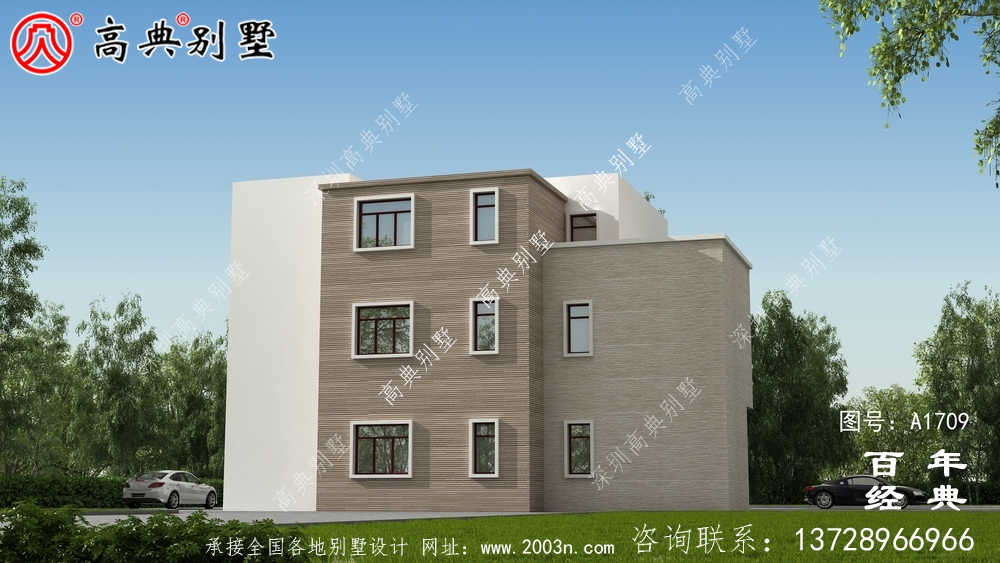 鄉村三層現代風格別墅設計圖_農村三層自建房設計圖