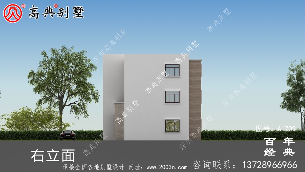 鄉村三層現代風格別墅設計圖_農村三層自建房設計圖