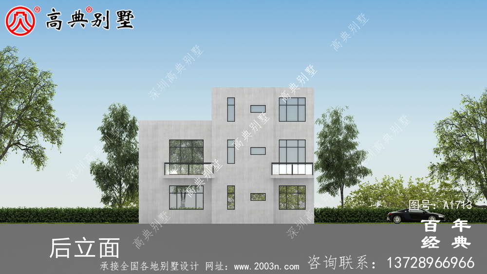 復式三層現代別墅設計圖紙_農村三層別墅設計