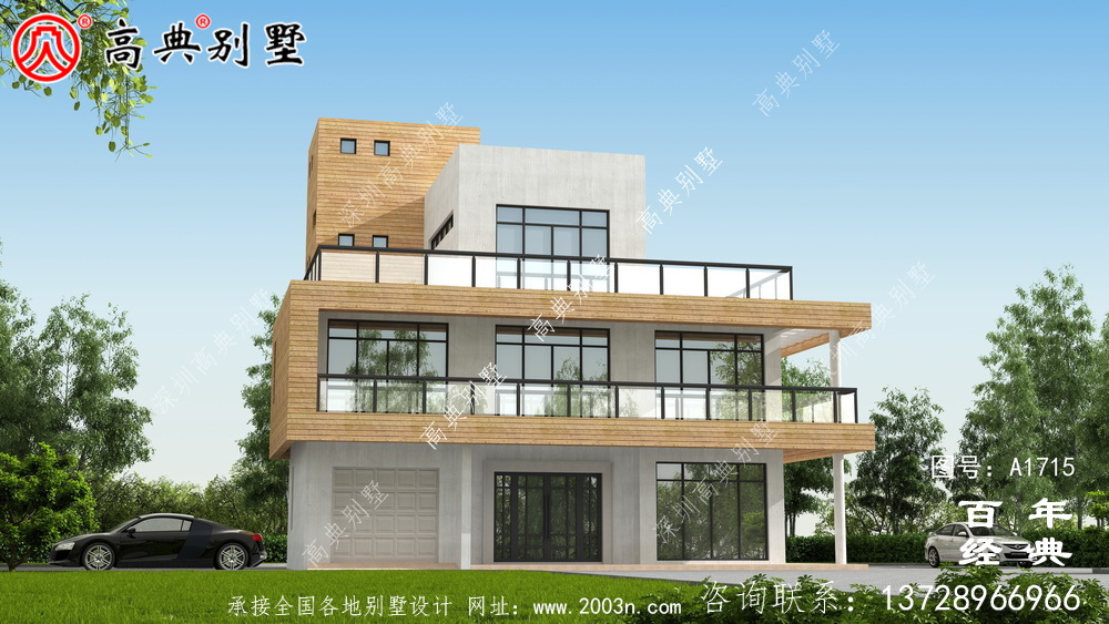 新農村四層現代風別墅外觀設計圖_農村四層別墅設計