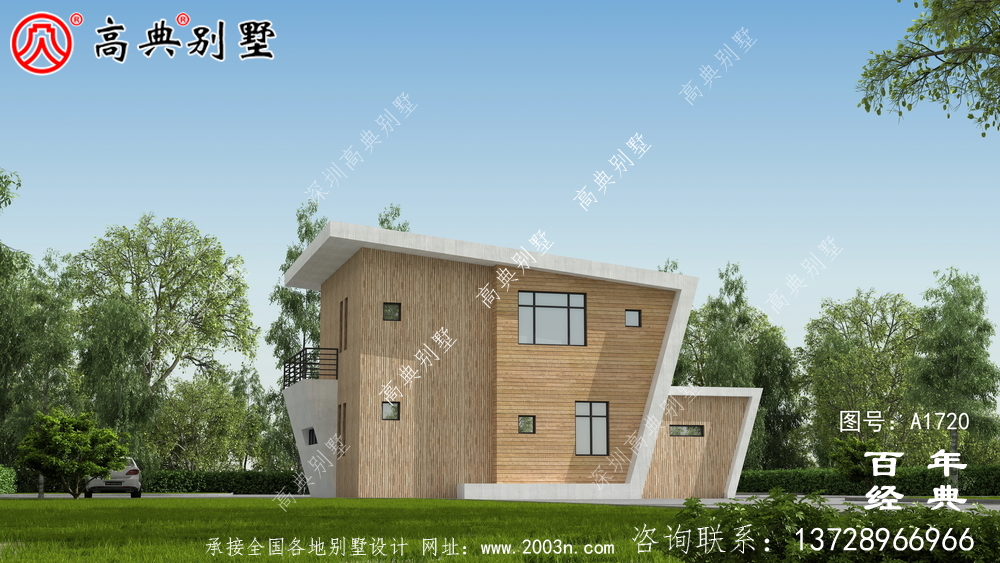 現代風不規則兩層別墅外觀設計圖_農村兩層別墅設計