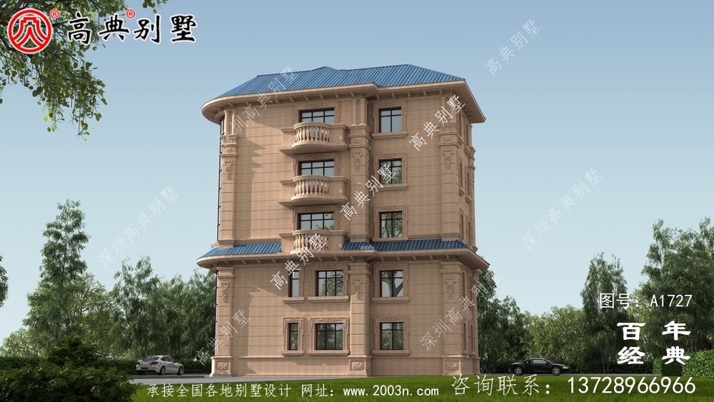 復式五層歐式別墅外觀效果圖_農村五層別墅設計