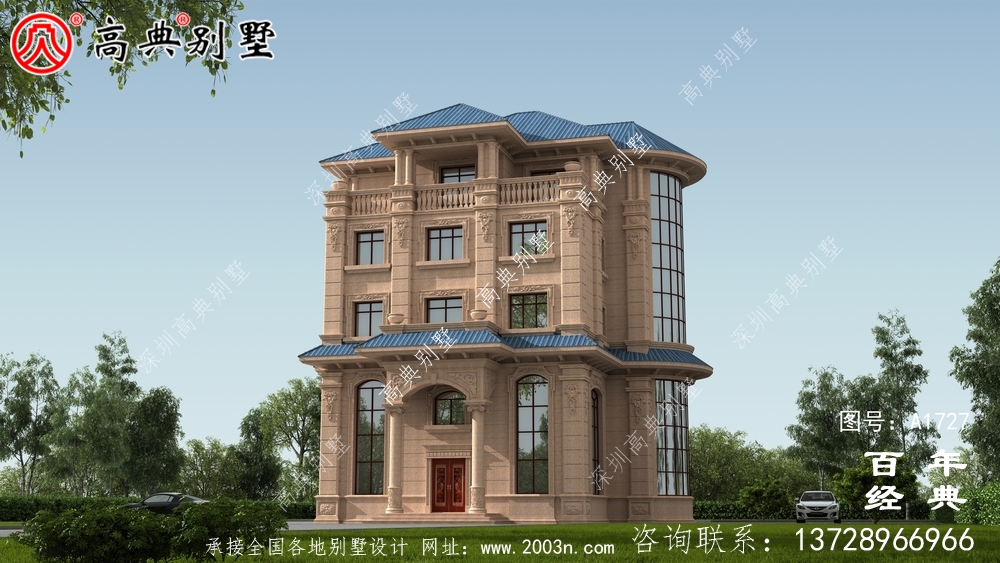 復式五層歐式別墅外觀效果圖_農村五層別墅設計